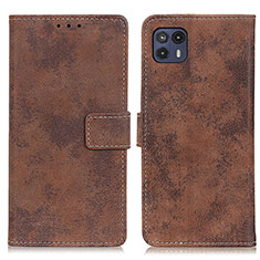 Leather Case Stands Flip Cover Holder D05Y for Motorola Moto G50 5G Brown