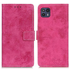 Leather Case Stands Flip Cover Holder D05Y for Motorola Moto G50 5G Hot Pink