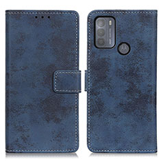 Leather Case Stands Flip Cover Holder D05Y for Motorola Moto G50 Blue