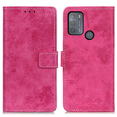 Leather Case Stands Flip Cover Holder D05Y for Motorola Moto G50 Hot Pink