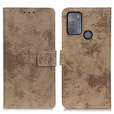 Leather Case Stands Flip Cover Holder D05Y for Motorola Moto G50 Khaki