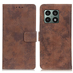 Leather Case Stands Flip Cover Holder D05Y for OnePlus 10 Pro 5G Brown