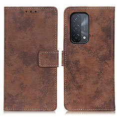 Leather Case Stands Flip Cover Holder D05Y for OnePlus Nord N200 5G Brown