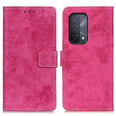 Leather Case Stands Flip Cover Holder D05Y for OnePlus Nord N200 5G Hot Pink