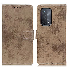 Leather Case Stands Flip Cover Holder D05Y for OnePlus Nord N200 5G Khaki