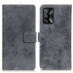 Leather Case Stands Flip Cover Holder D05Y for Oppo A74 4G Gray