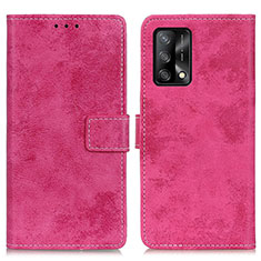 Leather Case Stands Flip Cover Holder D05Y for Oppo A74 4G Hot Pink