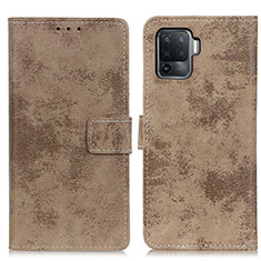 Leather Case Stands Flip Cover Holder D05Y for Oppo A94 4G Khaki