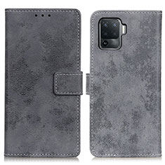 Leather Case Stands Flip Cover Holder D05Y for Oppo F19 Pro Gray