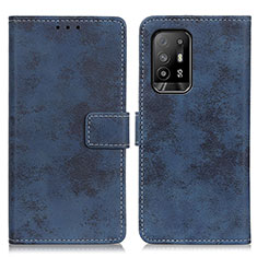 Leather Case Stands Flip Cover Holder D05Y for Oppo Reno5 Z 5G Blue