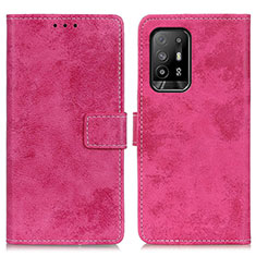 Leather Case Stands Flip Cover Holder D05Y for Oppo Reno5 Z 5G Hot Pink