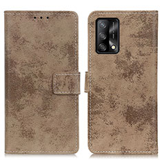 Leather Case Stands Flip Cover Holder D05Y for Oppo Reno6 Lite Khaki