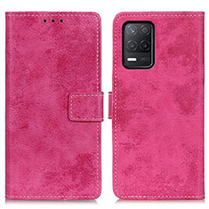 Leather Case Stands Flip Cover Holder D05Y for Realme 8s 5G Hot Pink