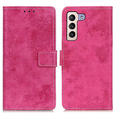 Leather Case Stands Flip Cover Holder D05Y for Samsung Galaxy S21 5G Hot Pink
