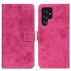 Leather Case Stands Flip Cover Holder D05Y for Samsung Galaxy S21 Ultra 5G Hot Pink