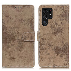 Leather Case Stands Flip Cover Holder D05Y for Samsung Galaxy S21 Ultra 5G Khaki