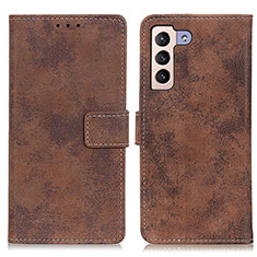 Leather Case Stands Flip Cover Holder D05Y for Samsung Galaxy S22 5G Brown