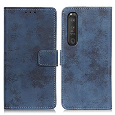 Leather Case Stands Flip Cover Holder D05Y for Sony Xperia 1 III Blue