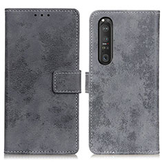 Leather Case Stands Flip Cover Holder D05Y for Sony Xperia 1 III Gray