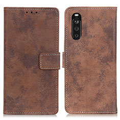 Leather Case Stands Flip Cover Holder D05Y for Sony Xperia 10 III Brown