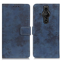 Leather Case Stands Flip Cover Holder D05Y for Sony Xperia PRO-I Blue