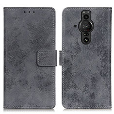 Leather Case Stands Flip Cover Holder D05Y for Sony Xperia PRO-I Gray