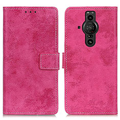 Leather Case Stands Flip Cover Holder D05Y for Sony Xperia PRO-I Hot Pink