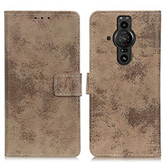Leather Case Stands Flip Cover Holder D05Y for Sony Xperia PRO-I Khaki