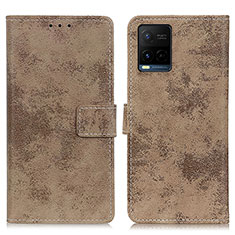 Leather Case Stands Flip Cover Holder D05Y for Vivo Y21e Khaki