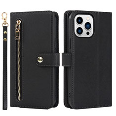 Leather Case Stands Flip Cover Holder D06T for Apple iPhone 13 Pro Black