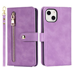 Leather Case Stands Flip Cover Holder D06T for Apple iPhone 14 Plus Clove Purple