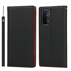 Leather Case Stands Flip Cover Holder D06T for OnePlus Nord N200 5G Black