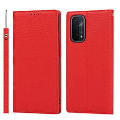Leather Case Stands Flip Cover Holder D06T for OnePlus Nord N200 5G Red