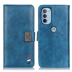 Leather Case Stands Flip Cover Holder D06Y for Motorola Moto G41 Blue