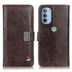 Leather Case Stands Flip Cover Holder D06Y for Motorola Moto G41 Brown
