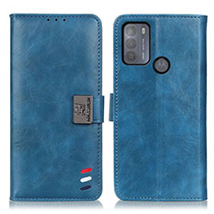 Leather Case Stands Flip Cover Holder D06Y for Motorola Moto G50 Blue