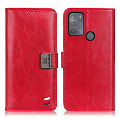 Leather Case Stands Flip Cover Holder D06Y for Motorola Moto G50 Red