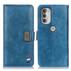 Leather Case Stands Flip Cover Holder D06Y for Motorola Moto G51 5G Blue