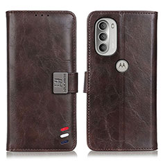 Leather Case Stands Flip Cover Holder D06Y for Motorola Moto G51 5G Brown
