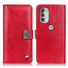 Leather Case Stands Flip Cover Holder D06Y for Motorola Moto G51 5G Red