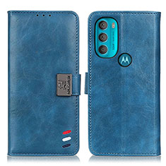 Leather Case Stands Flip Cover Holder D06Y for Motorola Moto G71 5G Blue