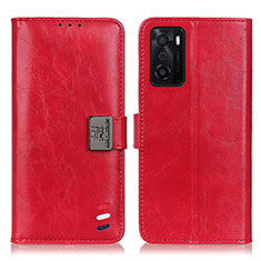 Leather Case Stands Flip Cover Holder D06Y for Oppo A55S 5G Red