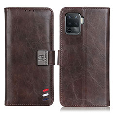 Leather Case Stands Flip Cover Holder D06Y for Oppo A94 4G Brown