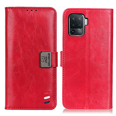 Leather Case Stands Flip Cover Holder D06Y for Oppo A94 4G Red