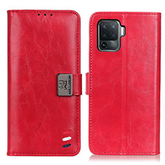 Leather Case Stands Flip Cover Holder D06Y for Oppo F19 Pro Red