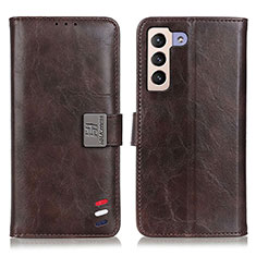 Leather Case Stands Flip Cover Holder D06Y for Samsung Galaxy S21 Plus 5G Brown