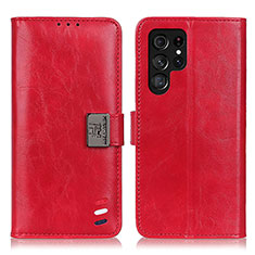 Leather Case Stands Flip Cover Holder D06Y for Samsung Galaxy S21 Ultra 5G Red
