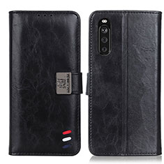 Leather Case Stands Flip Cover Holder D06Y for Sony Xperia 10 III Black