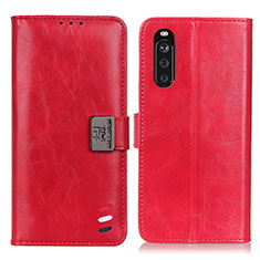 Leather Case Stands Flip Cover Holder D06Y for Sony Xperia 10 III Red