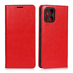 Leather Case Stands Flip Cover Holder D07T for Oppo Find X3 5G Red